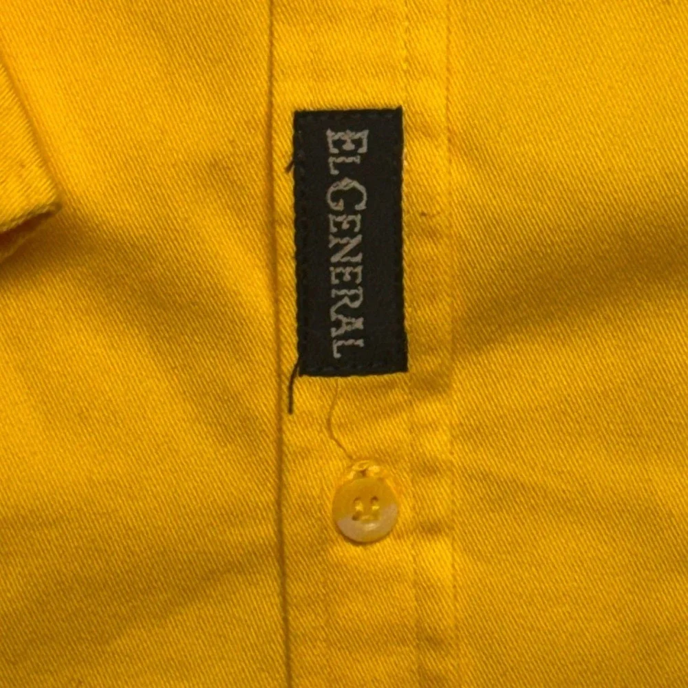 El General Rodeo Western Shirt Mens XL Yellow Cotton Long Sleeve Button Down